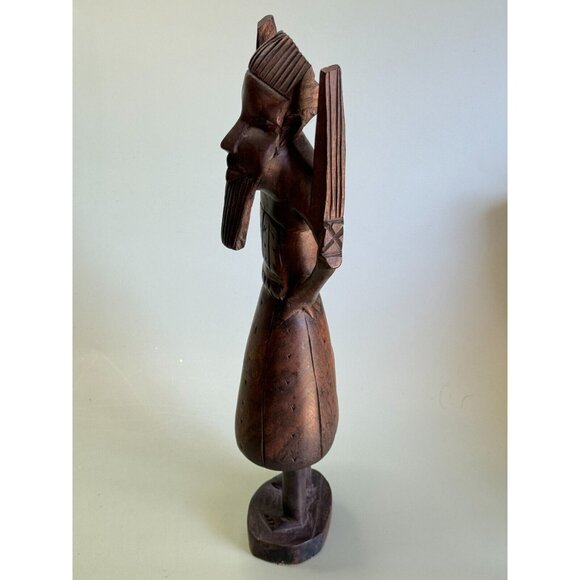 African Tribal Hand Carved Male Elder Winged Shoulder Ebony Wood Figurine Kenya - Picture 8 of 10